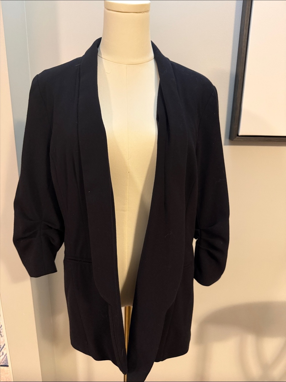 Apt. 9 Black Open-Front Blazer with Draped Lapel
